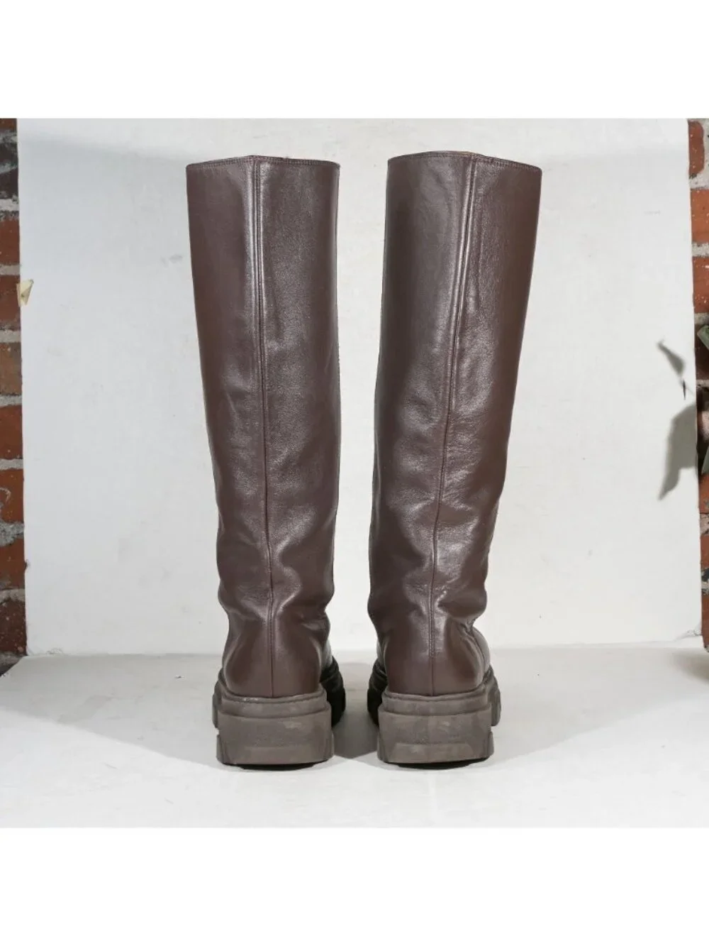 Alohas Brown Leather Chunky Lug Sole Knee High Boots EU 40 US 9 Made in Spain - Picture 4 of 8